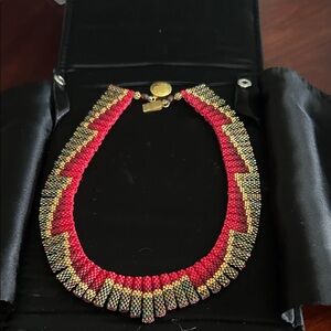 Artist created Vibrant Brick Stitch Beaded Necklace